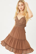 Load image into Gallery viewer, Lace Top Tiered Dress- Cocoa
