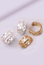 Load image into Gallery viewer, Mini Cutout Checker Hoop Huggie Earrings - Gold/Silver