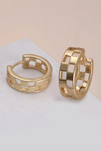 Load image into Gallery viewer, Mini Cutout Checker Hoop Huggie Earrings - Gold/Silver