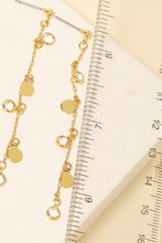 Load image into Gallery viewer, Coin and Rhinestone Chain Dangle Earring - Gold