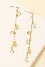 Load image into Gallery viewer, Coin and Rhinestone Chain Dangle Earring - Gold