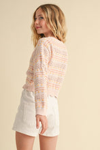Load image into Gallery viewer, ^Flower Pointelle Stripe Knit Lightweight Sweater - Youth