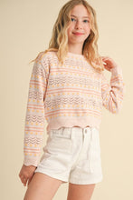Load image into Gallery viewer, ^Flower Pointelle Stripe Knit Lightweight Sweater - Youth