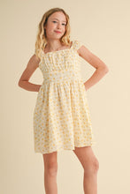 Load image into Gallery viewer, Floral Ruched Shoulder Mini Dress - Yellow