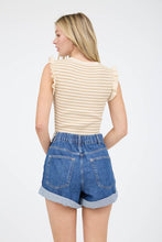Load image into Gallery viewer, Ruffle Trim Tank - Ivory Stripe