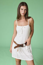 Load image into Gallery viewer, Lace Trim Eyelet Knit Mini Dress - White