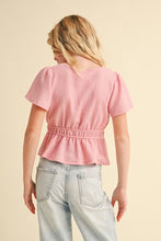 Load image into Gallery viewer, Flutter Sleeve Peplum Top Pink - Youth