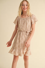 Load image into Gallery viewer, Eyelet Faux Wrap Spring Dress Taupe - Youth