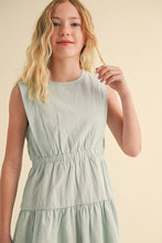 Load image into Gallery viewer, Cinched Waist Tiered Dress - Mint/Ivory