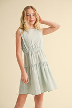 Load image into Gallery viewer, Cinched Waist Tiered Dress - Mint/Ivory