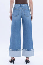 Load image into Gallery viewer, High Rise Wide Leg Cuff Baggy Denim