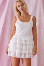 Load image into Gallery viewer, Ruffled Eyelet Lace Up Mini Dress - White