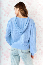Load image into Gallery viewer, Bow Pointelle Knit Hoodie - Blue