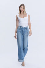 Load image into Gallery viewer, High Rise Cuffed Wide Leg Denim - Medium Wash