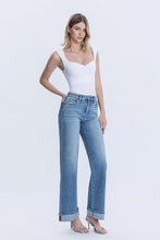 Load image into Gallery viewer, High Rise Cuffed Wide Leg Denim - Medium Wash
