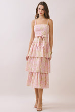 Load image into Gallery viewer, Floral Tiered Ruffle Midi - Pink