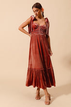 Load image into Gallery viewer, ^Velvet Corset Top Tie Strap Maxi Dress - Mauve