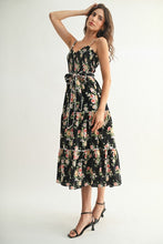 Load image into Gallery viewer, Floral Tiered Maxi Dress - Black