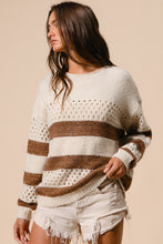 Load image into Gallery viewer, Oversized Striped Pattern Knit Sweater - Brown Ivory