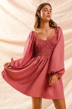 Load image into Gallery viewer, Textured Smocked Dress Puff Sleece - Mauve