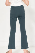 Load image into Gallery viewer, Crossover Waist Ribbed Flare Pants Teal - Youth
