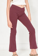 Load image into Gallery viewer, Crossover Waist Ribbed Flare Pants Brick - Youth
