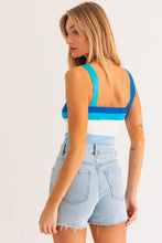 Load image into Gallery viewer, Stripe Knit Wide Strap Tank - Blue
