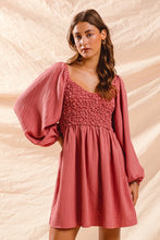 Load image into Gallery viewer, Textured Smocked Dress Puff Sleece - Mauve