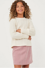 Load image into Gallery viewer, ^Long Cuff Cable Knit Pullover Ivory - Youth