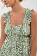 Load image into Gallery viewer, Botanical Print Ruched Mini Dress - Green
