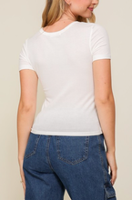 Load image into Gallery viewer, ^Ribbed Short Sleeve Round Neck - Off White