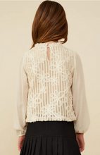 Load image into Gallery viewer, ^Floral Embroidered Textured Puff Sleeve - Oatmeal