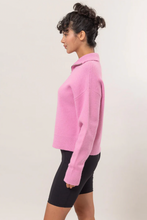 Load image into Gallery viewer, +Drop Shoulder Half Zip Sweater - Rose Pink