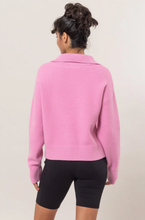 Load image into Gallery viewer, +Drop Shoulder Half Zip Sweater - Rose Pink
