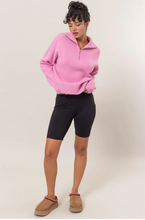 Load image into Gallery viewer, +Drop Shoulder Half Zip Sweater - Rose Pink