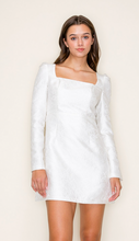 Load image into Gallery viewer, ^Double Bow Back White Embossed Mini Dress
