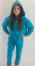 Load image into Gallery viewer, ^Soft Crop Half Zip Hoodie - Jade Blue