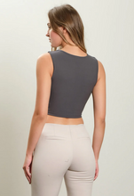 Load image into Gallery viewer, ^Reversible Sleeveless Fitted Crop Top - Charcoal