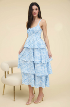 Load image into Gallery viewer, Floral Tiered Ruffle Maxi Dress - Blue Floral