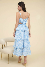 Load image into Gallery viewer, Floral Tiered Ruffle Maxi Dress - Blue Floral