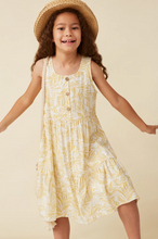 Load image into Gallery viewer, ^Botanical Print Button Tank Dress Youth - Yellow