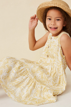 Load image into Gallery viewer, ^Botanical Print Button Tank Dress Youth - Yellow