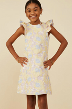 Load image into Gallery viewer, ^Floral Jacquard Ruffle Should Dress Yellow - Youth
