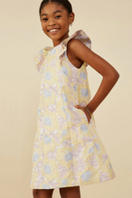 Load image into Gallery viewer, ^Floral Jacquard Ruffle Should Dress Yellow - Youth