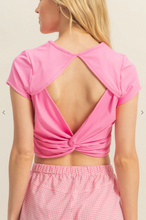 Load image into Gallery viewer, ^Short Sleeve Open Back Top- Pink