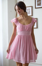 Load image into Gallery viewer, ^Ruffle Sleeve Tie Back Mini Dress - Pink