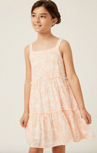 Load image into Gallery viewer, Botanical Print Tie Shoulder Dress Apricot - Youth