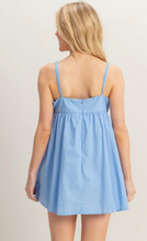 Load image into Gallery viewer, Flowy Poplin Spaghettie Strap Romper - Light Blue