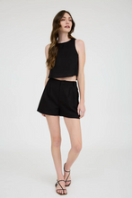 Load image into Gallery viewer, Linen High Waist Front Pleat Short - Black
