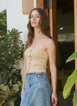 Load image into Gallery viewer, Strapless Faux Button Down Knit Top - Natural Beige